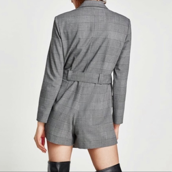 Zara Plaid Blazer Jumpsuit 